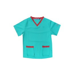 Design V-neck short-sleeved top + trousers, custom-made worker uniform + caregiver uniform, green, pink shirt collar, pocket opening, trouser rope rope Tung Wah Group of Hospitals Jockey Club Long Yu Ju NU079 Design V-neck short-sleeved top + trousers, custom-made worker uniform + caregiver uniform, green, pink shirt collar, pocket opening, trouser rope rope Tung Wah Group of Hospitals Jockey Club Long Yu Ju NU079
